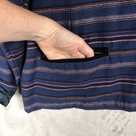 VTG CABELA'S Jacket Women's 2XL XXL Blue Stripe Woven Zip Pockets Lined Cotton - Picture 13 of 15